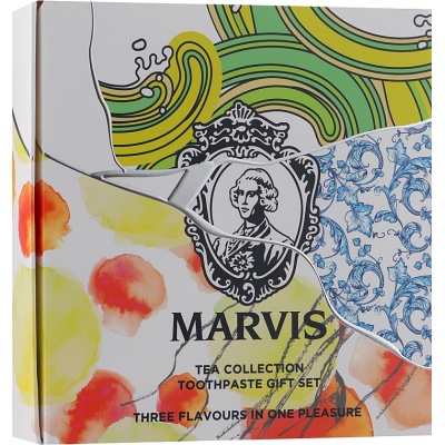 Подарунковий набір із зубними пастами Marvis TEA COLLECTION KITз трьох смаків - Цвітіння чаю, Англійський чай з бергамотом, Чай матча 3х25ml 411236 фото